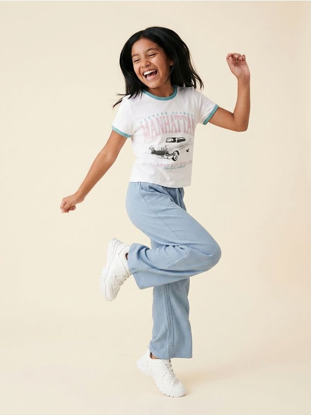 Sinsay - Pantaloni wide leg - albastru-pal