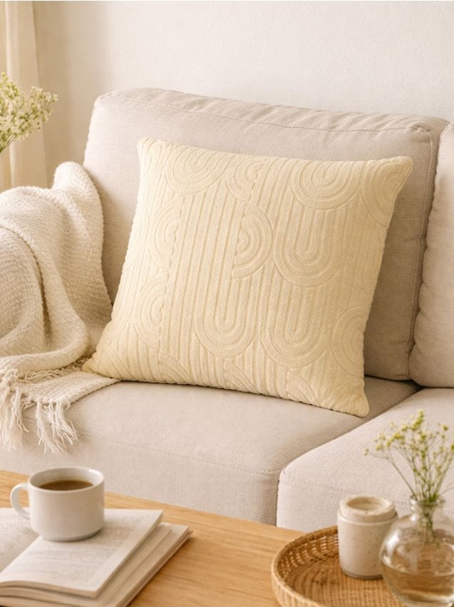 Sinsay - Față de pernă cu model geometric - bej