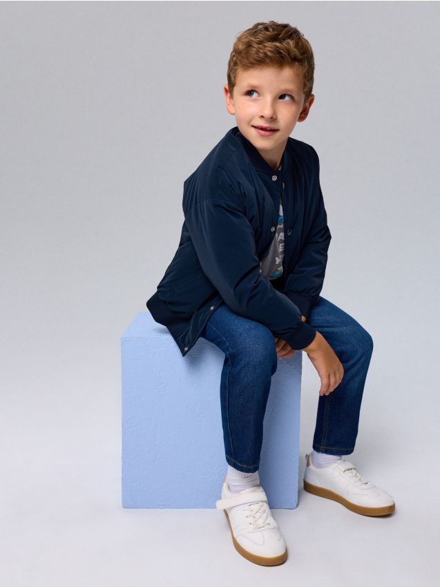 Sinsay - Blugi straight slim cu vâscoză - bleumarin