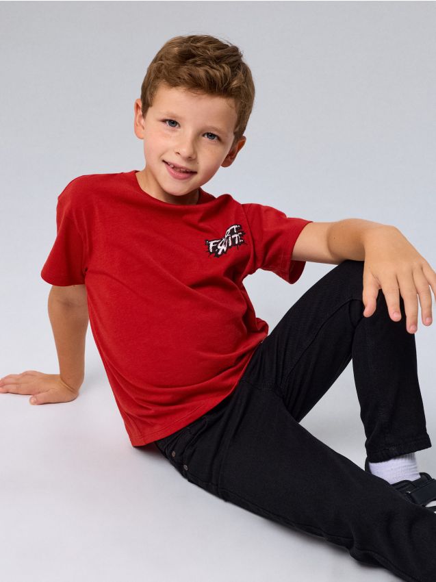 Sinsay - Blugi straight slim cu vâscoză - negru
