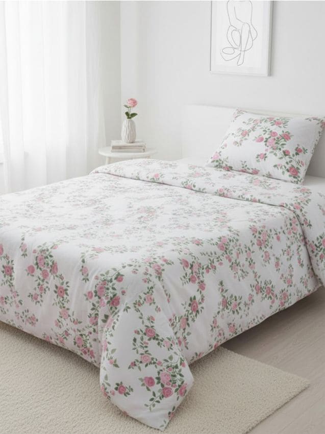 Sinsay - Set de lenjerie de pat cu flori - roz