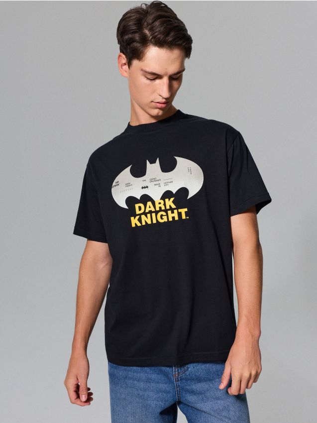 Sinsay - Tricou comfort din bumbac cu imprimeu Batman - negru
