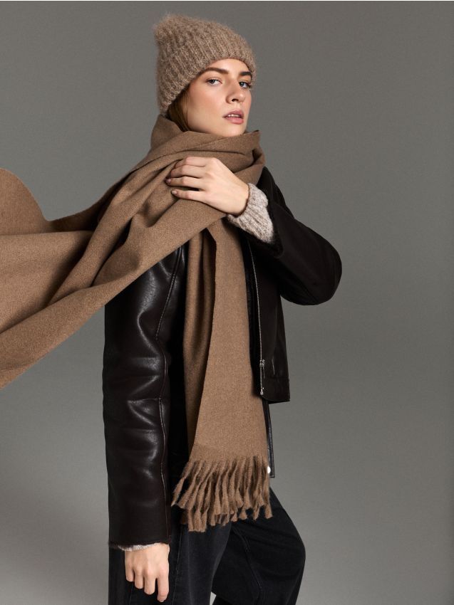 Sinsay - Căciulă beanie cu alpaca - maro