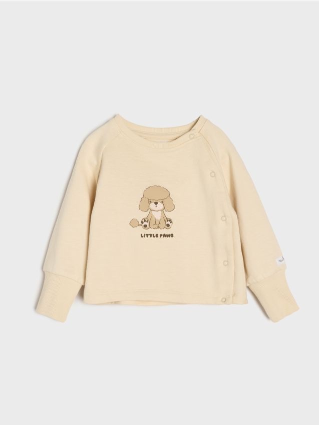 Sinsay - Bluză din bumbac cu imprimeu - nude