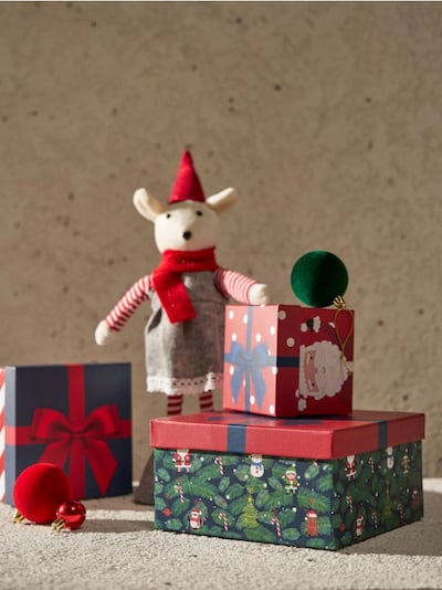 Božični set 3 škatel za darila z barvnimi vzorci