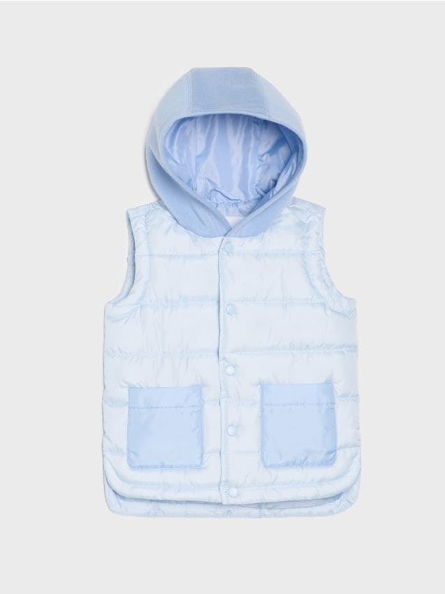 Sinsay - Vestă matlasată cu glugă - albastru-pal