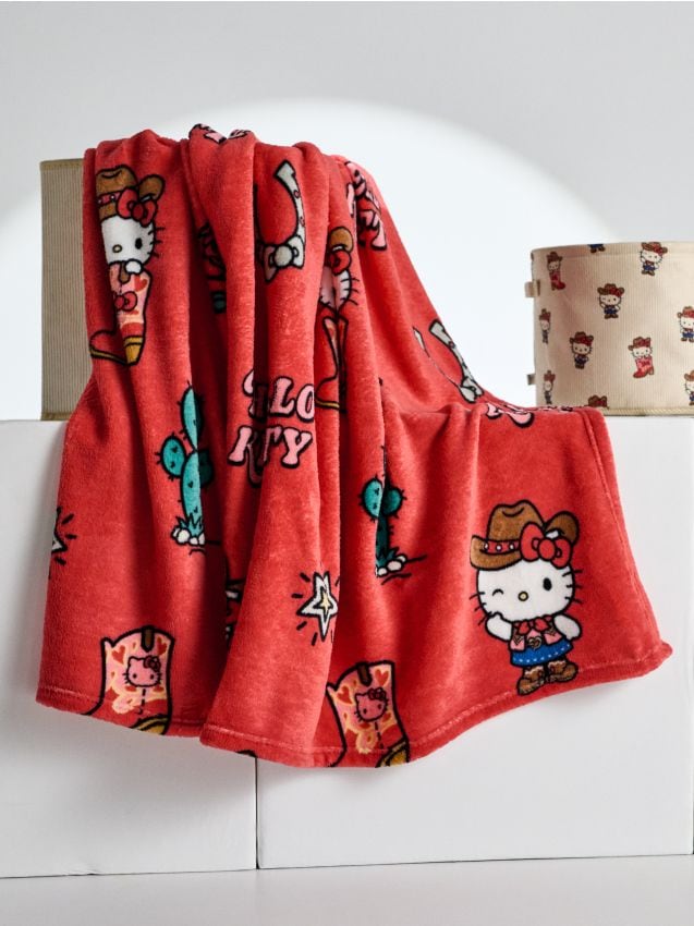 Coperta con motivo cowboy Hello Kitty - rosso