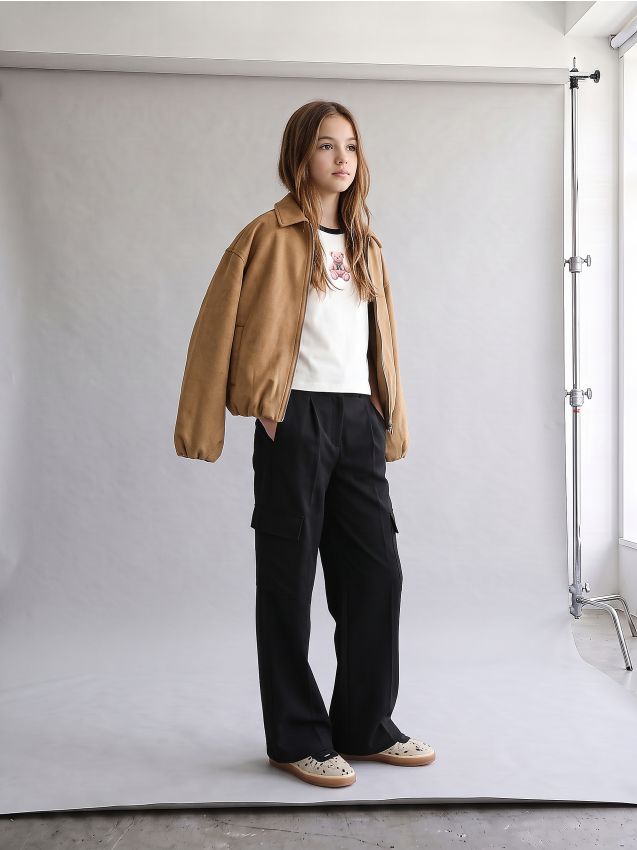 Sinsay - Pantaloni wide leg cu talie înaltă și buzunare laterale - negru