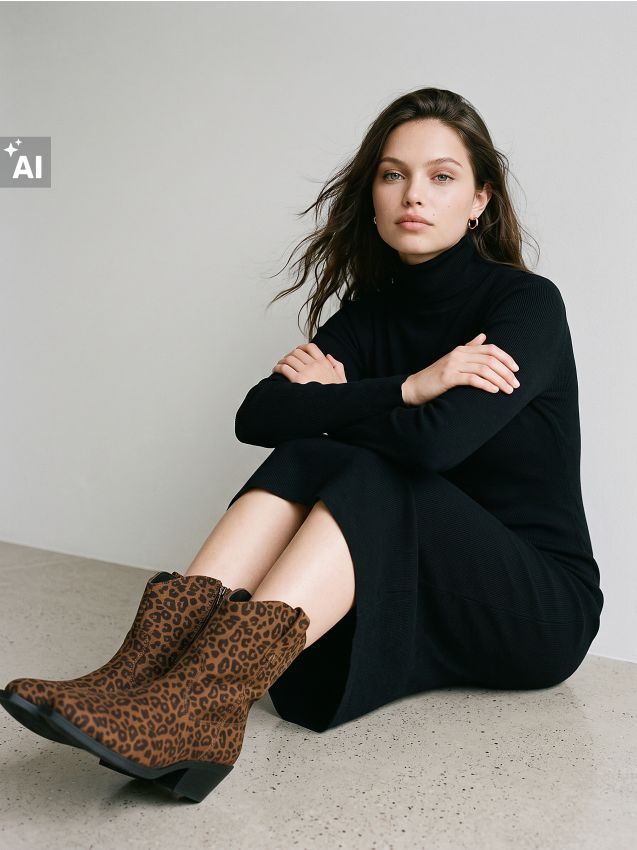 Sinsay - Botine cu imprimeu leopard și fermoar - multicolor