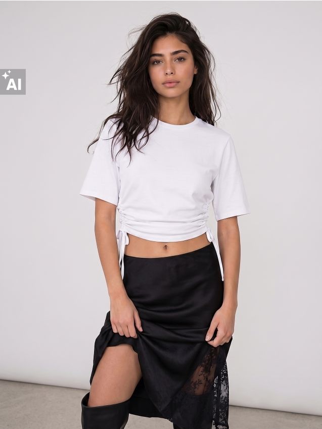 Sinsay - Bluza din bumbac cu pliuri reglabile - alb