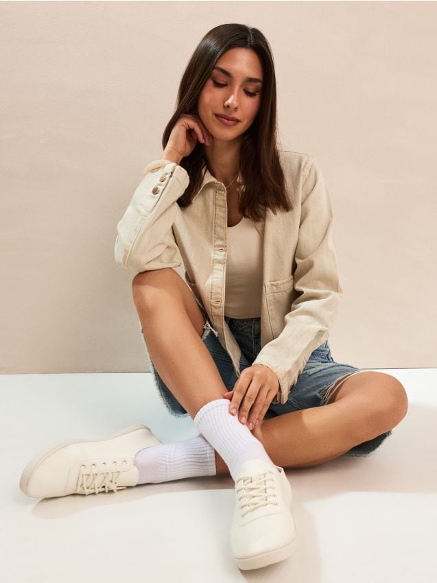 Sneakers basse in similpelle - bianco