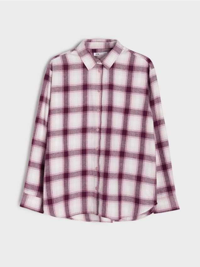 Sinsay - Flanelowa koszula w kratę z domieszką bawełny - wielobarwny