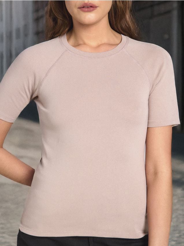 Sinsay - Tricou cu mânecă scurtă - bej