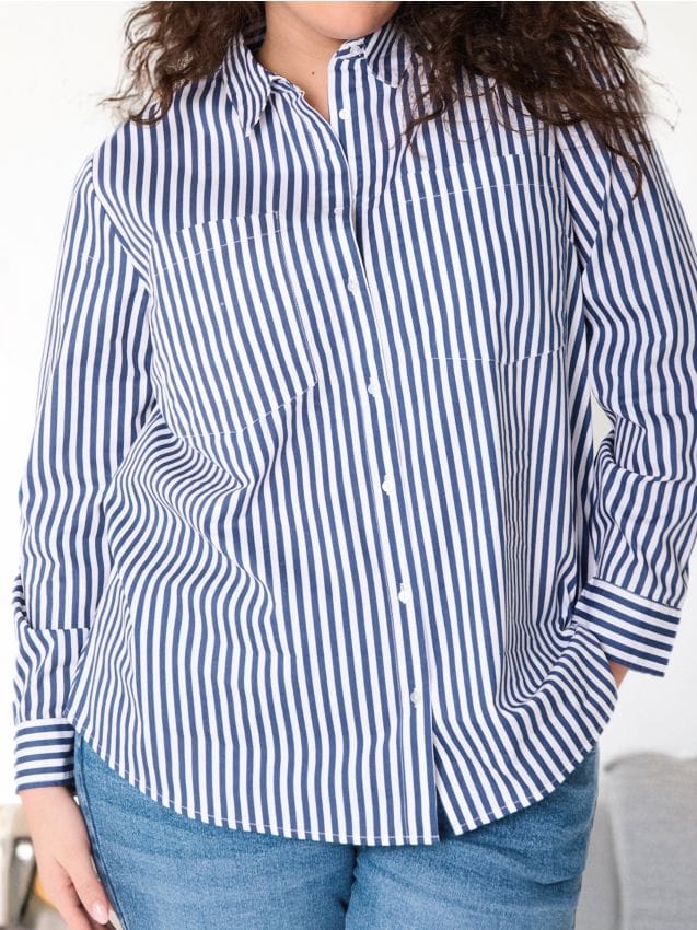 Bombažna črtasta srajca PLUS SIZE - SINSAY