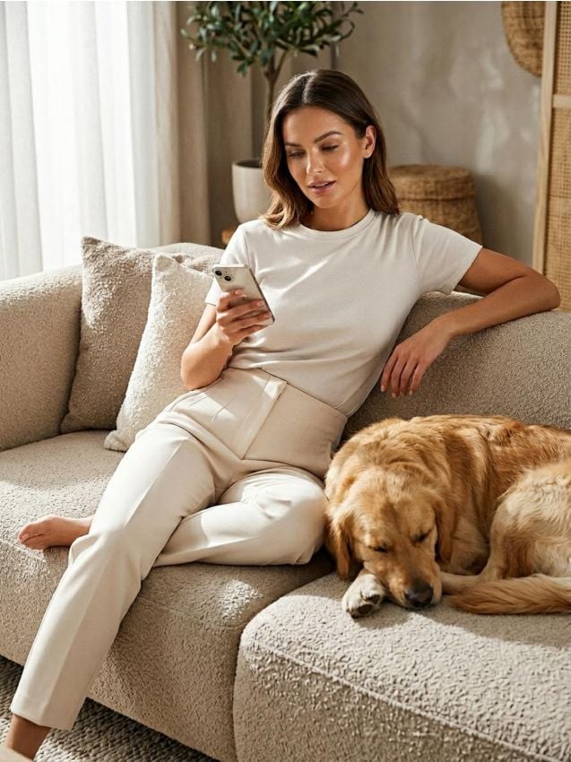 Sinsay - Pantaloni țigaretă - crem