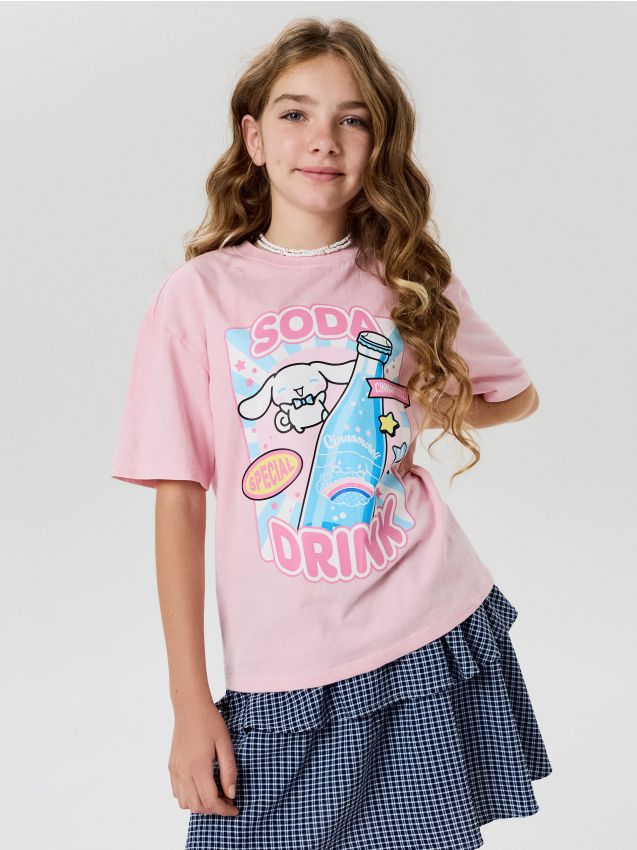 Sinsay - Tricou din bumbac cu imprimeu Cinnamoroll - roz