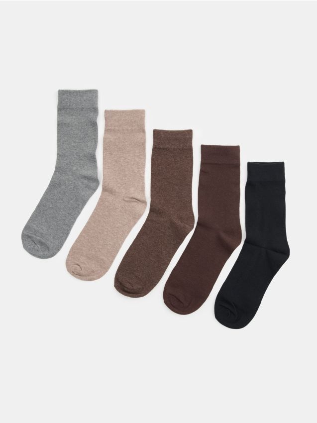 Sinsay - Prążkowane skarpetki z bawełną 5 pack - wielobarwny
