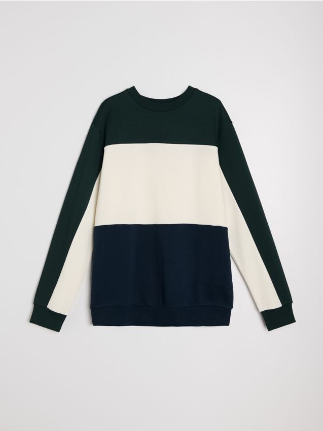Sinsay - Hanorac crewneck - albastru-verzui