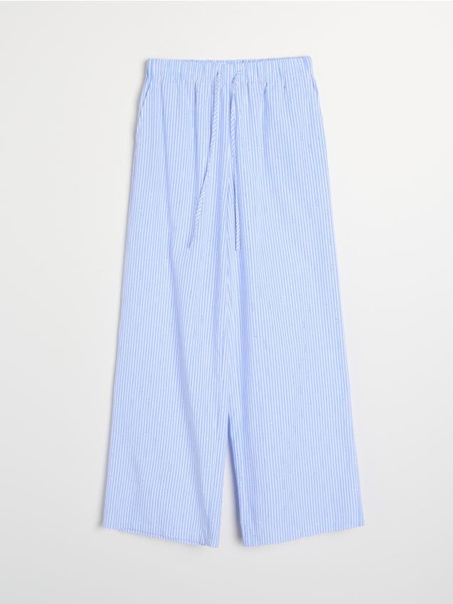 Sinsay - Pantaloni wide leg cu dungi - albastru-pal