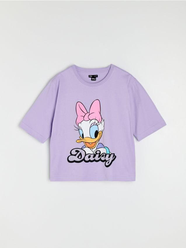 Sinsay - Tricou din bumbac cu imprimeu Daisy - lavand