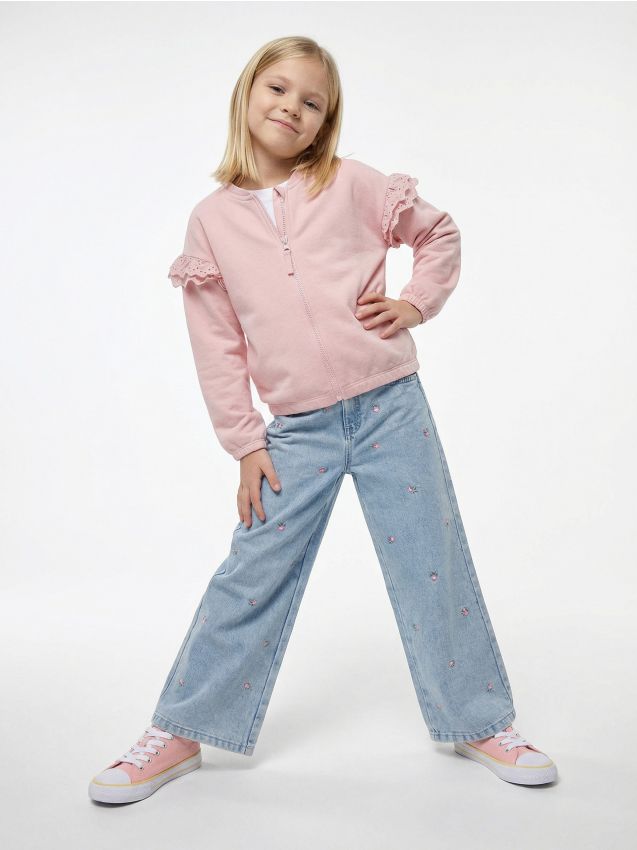 Sinsay - Blugi wide leg - albastru