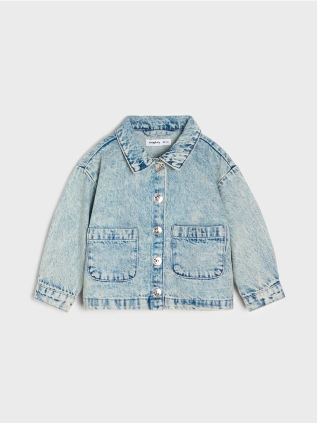 Sinsay - Kurtka koszulowa z efektem sprania - niebieski