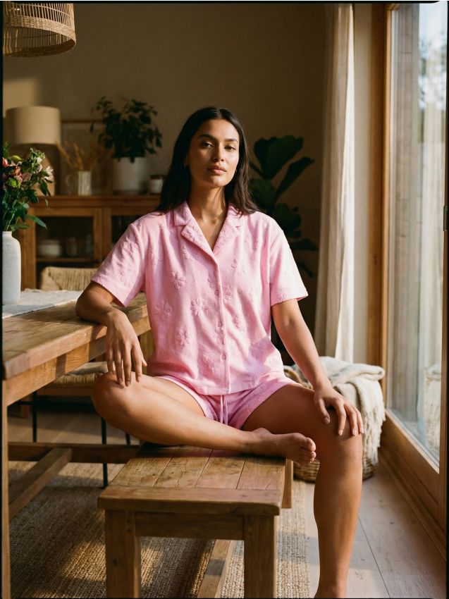 Sinsay - Pijama din două piese cu motiv floral - violet-orhidee