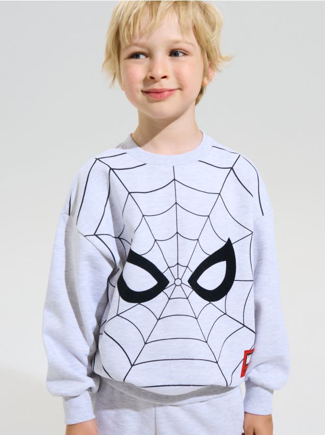Sinsay - Bluză crewneck cu imprimeu Spider-Man - gri deschis