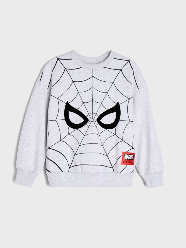 Sinsay - Bluză crewneck cu imprimeu Spider-Man - gri deschis