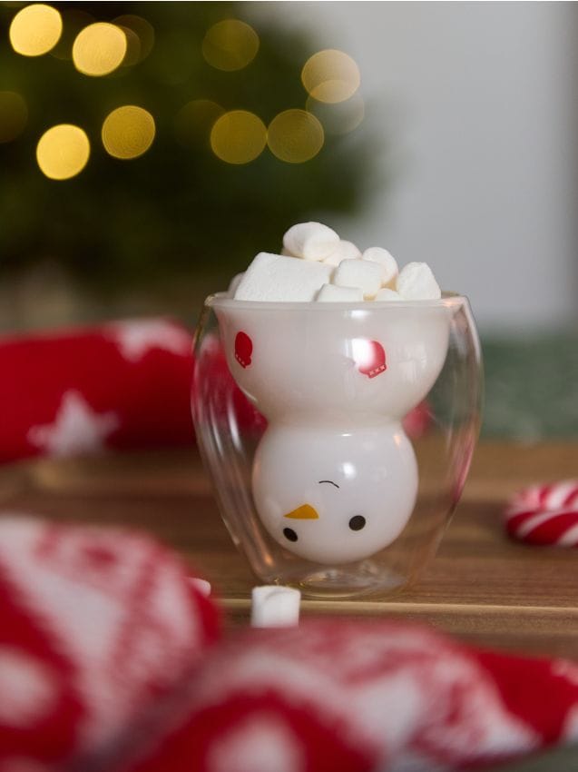 Sinsay - Vianočný hrnček s dvojitým dnom s motívom snehuliaka - biela