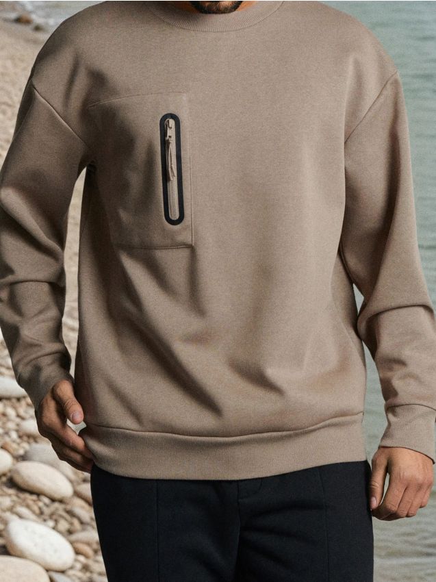Sinsay - Mikina crewneck - svetlohnedosivá