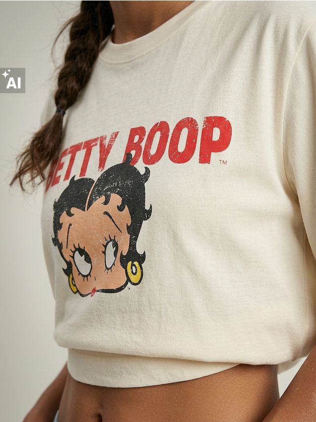 Sinsay - Tricou din bumbac cu imprimeu Betty Boop - galben-deschis