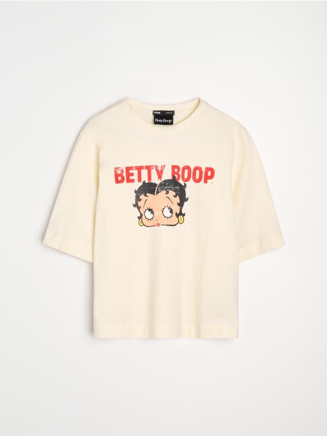 Sinsay - Bavlnená košeľa s potlačou Betty Boop - svetložltá
