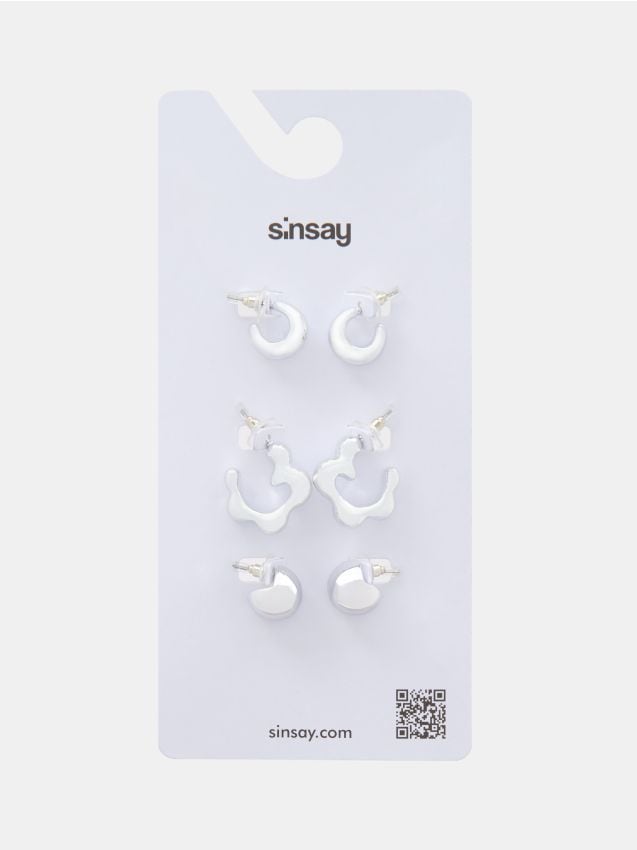 Sinsay - Set de 3 perechi de cercei - argintiu