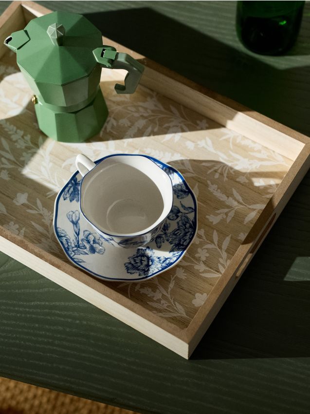Sinsay - Tavă decorativă cu motiv vegetal - bej