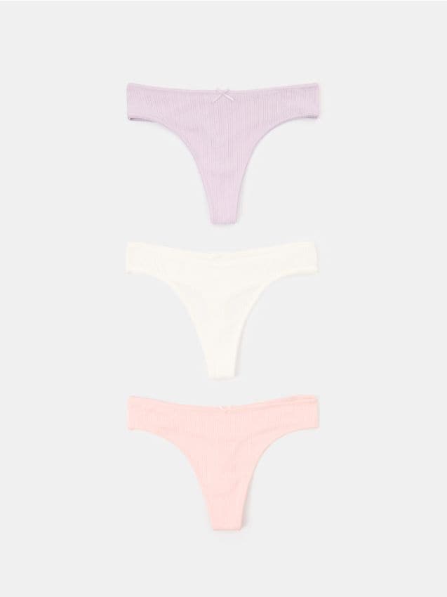 Sinsay - Bawełniane stringi 3 pack - wielobarwny