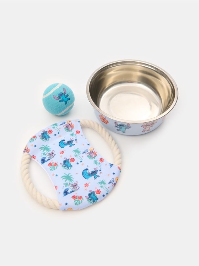 Sinsay - Set pentru câini Stitch cu bol și 2 jucării - albastru-pal