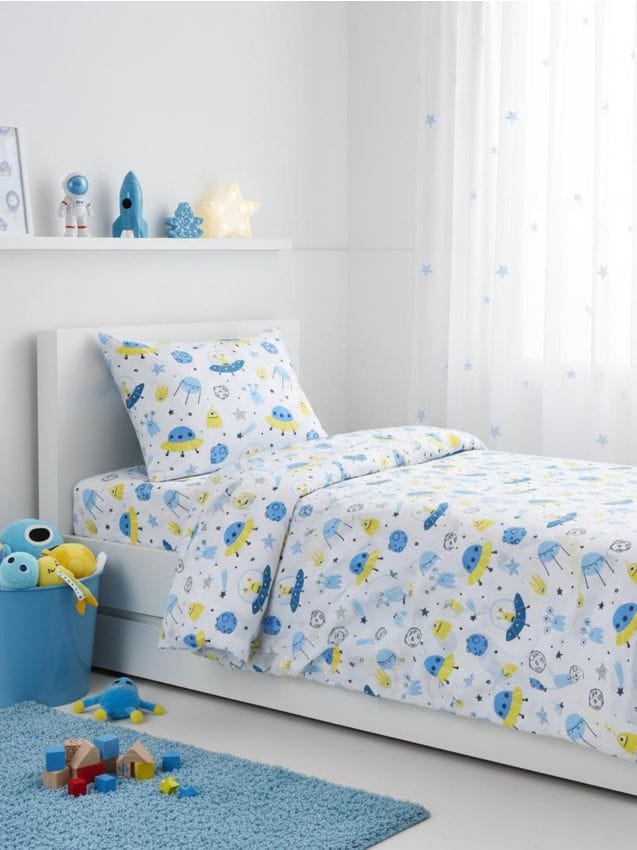 Sinsay - Set de lenjerie de pat din bumbac cu model - albastru-pal