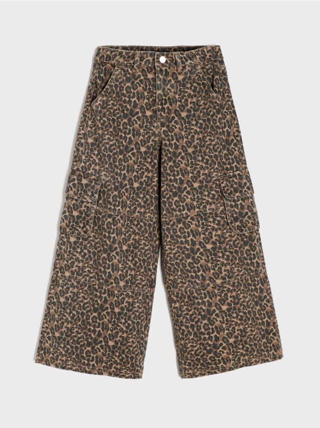 Sinsay - Blugi wide leg cu imprimeu leopard - multicolor