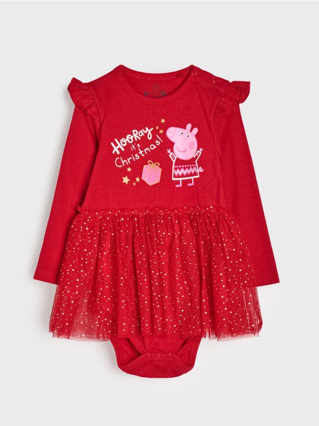 Sinsay - Body cu rochiță Peppa Pig - roșu