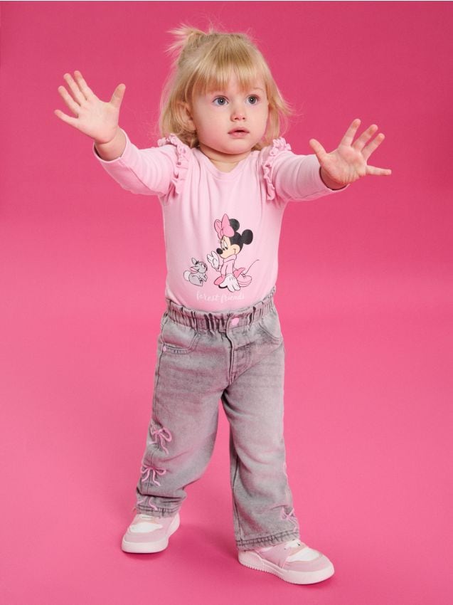 Sinsay - Body din bumbac Minnie Mouse - roz-pudră