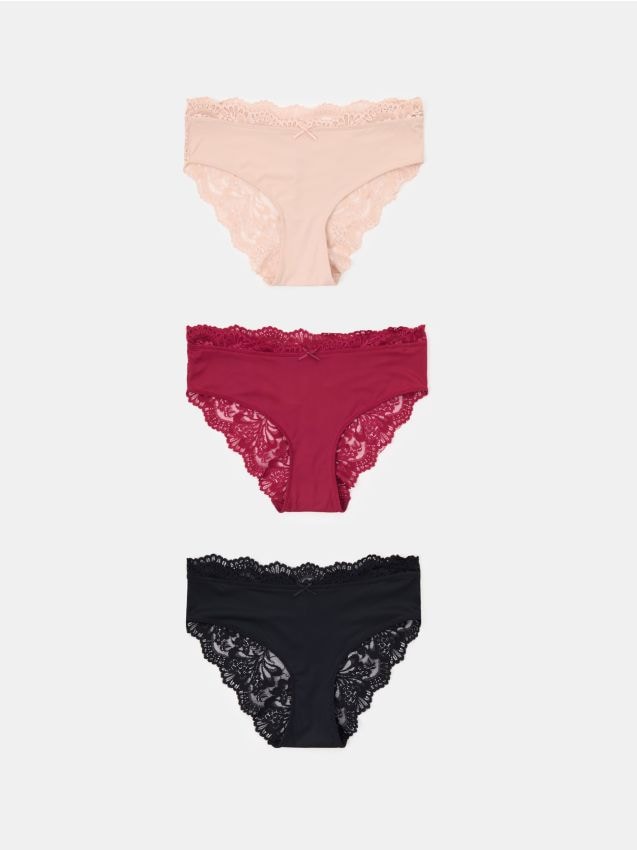 Sinsay - Figi z koronką 3 pack - wielobarwny