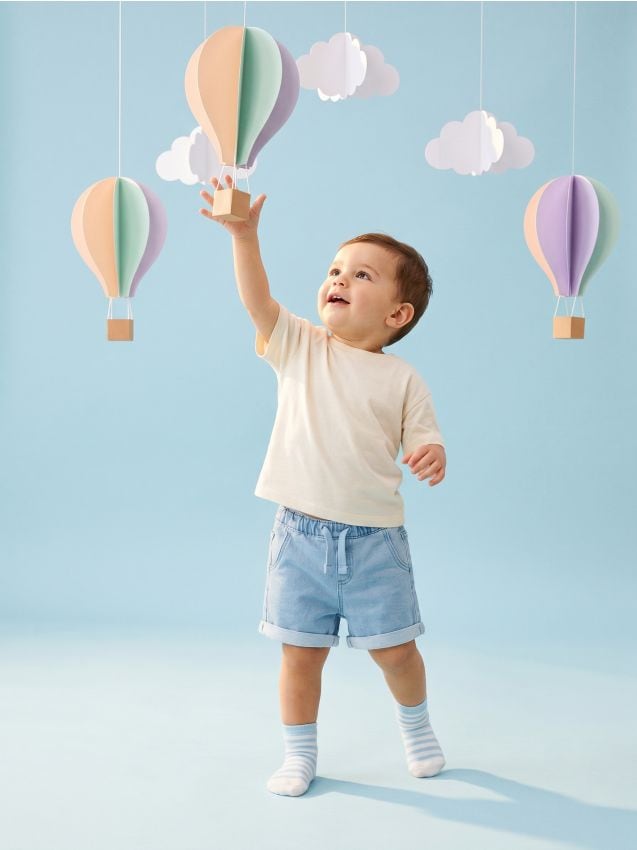 Sinsay - Szorty jeansowe z podwijanymi nogawkami - niebieski