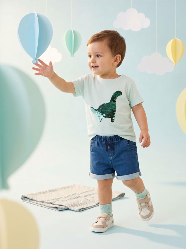 Sinsay - Szorty jeansowe z podwijanymi nogawkami - granatowy