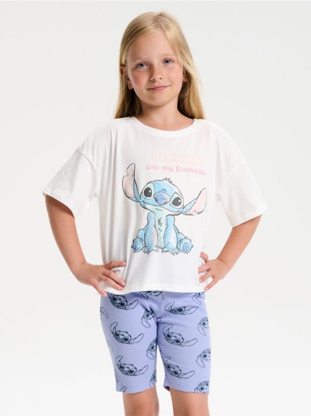 Sinsay - Dvojdielne pyžamo Stitch - krémová