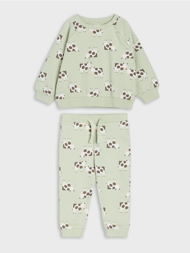 Sinsay - Set bluză și pantaloni sport - verde-pal