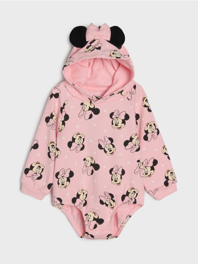 Sinsay - Body cu glugă Minnie Mouse - roz-trandafiriu