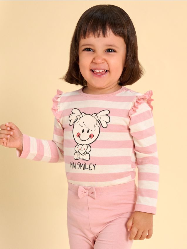 Sinsay - Body din bumbac cu volănașe Mini Smiley® - crem