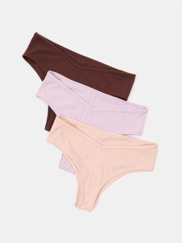 Sinsay - Chiloți brazilieni din bumbac 3 pack - multicolor