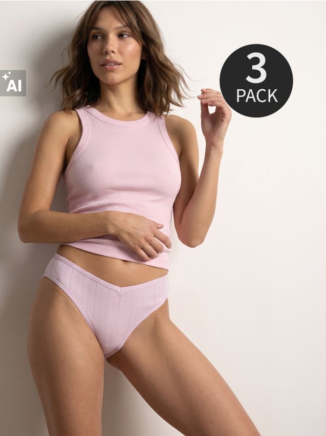 Sinsay - Chiloți brazilieni din bumbac 3 pack - multicolor